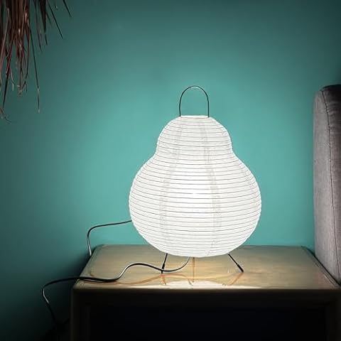 METHEDEECO Paper Table Lamp Size of 13inch Paper Lantern Lamp White Rice Paper Lamp Shade Japanese Chinese Lanterns Paper Floor Lamp Handmade Minimalist Bedside Lamp Night Light New House Gift Cover
