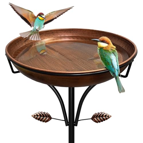 iCHKED Metal Bird Bath for Outdoor, Vintage Free Standing Birdbathswith Metal Stake Stand,Detachable Bird Baths Feeder Bowl for Garden Patio Yard Lawn Decor,Upgraded 5-Pronged Base (Antique Bronze)
