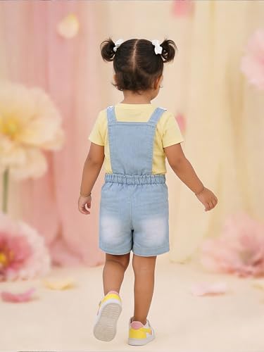 Image of KiddoPanti Unisex Infant Denim Dungaree | Cotton Blend Stretch | Baby Jumpsuit Witth Pockets | Comfortable Casual Outfit for Boys & Girls 6 Months-3 Years