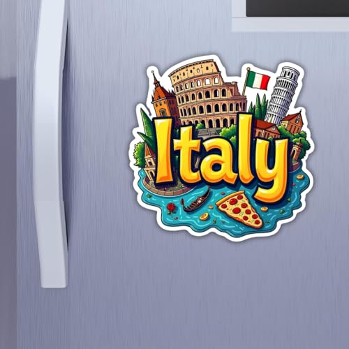 Image of Zesta Wooden Fridge Magnets Set | Refrigerator Decor Magnets for Kitchen | India Souvenir Fridge Magnet Collection | Wooden Magnet for Fridge Door Decoration (Italy)