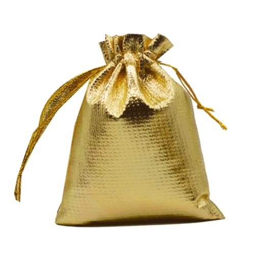 50pc 7x9cm 9x12cm 10x15cm Jewelry Packing Bag Gold Silver Color Drawstring Bags