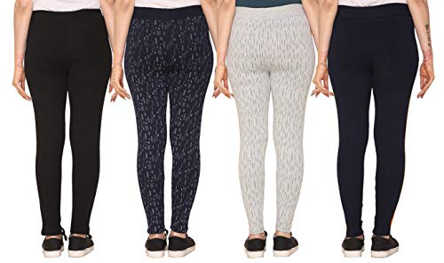 Image of SHAUN Women Free Size (Waist Size-26-34 inch) Stretchable Jegging (Length 37-39 inch Pack of 4)
