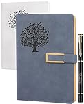 Farfume Journals for Women Refillable Journal Notebook Tree of Life Travel A5 Notebook, with Hardback Faux Leather 100GSM Magnetic Buckle Mothers Day Gifts(Tree of Life-Blue)
