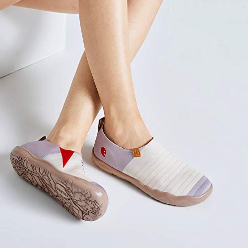 Uin Women's Fashion Lightweight Knitted Sneakers Funny Style Painted Canvas Slip-On Ladies Travel Shoes Angry Chicken(9) #TOP3