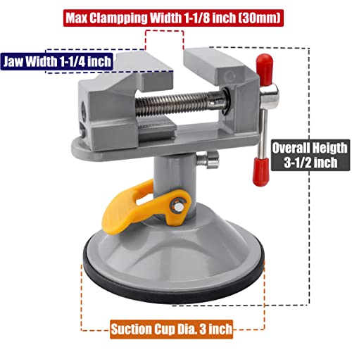 Yakamoz Mini Bench Vise 360 Degree Suction Vise Small Table Vice Clamp Workbench Vise for Jewelry Making DIY Wood Craft Carving Breads Drilling Bed Tool - Image 4