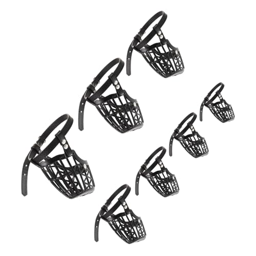 MERRYHAPY 1 Set 7pcs Muzzle Barking Device Masks Adjustable Prevent Training Biting Grooming Pet Dogs Mouth Cover Puppy Mask Puppy Hood Mask Dog Mouth Mask Black