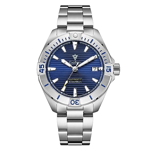 Image of CADISEN Men’s Automatic Watch Mechanical Watch NH35 GMT Stainless Steel Band Watches for Men Homage (Blue)
