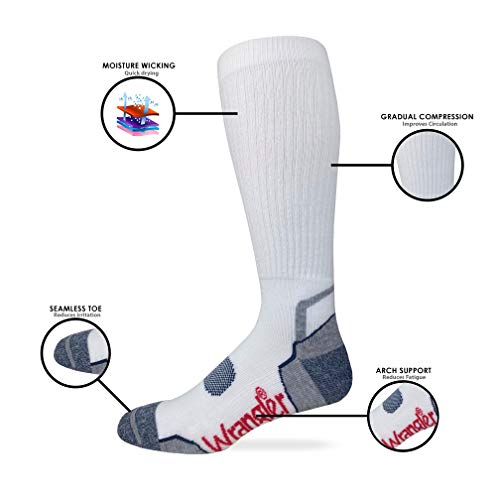 Wrangler Mens Ultra Dri Compression Tall Boot Socks 3 Pair Pack (Black, Men's Shoe Size 9-13 - Sock Size Large) #TOP1