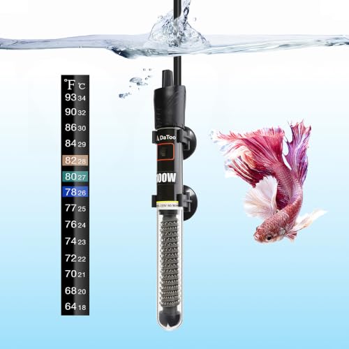 Image of DaToo Mini Aquarium Heater 100W Small Fish Tank Heater 100 Watt with Free Thermometer Sticker(100W)