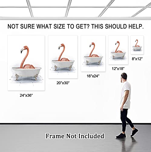 Canvas Wall Art Flamingo In The Bathtub Unframed Wall Art Prints Painting Funny Animals Pictures For Living Room Bedroom Home Office Kitchen Wall Decor Artwork Abstract Paintings For Home Modern Decoration 12X18Inch #TOP6