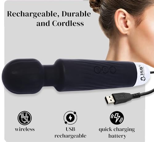 JSB HF56 Pro Cordless Rechargeable Body Massager Handheld with Flexible Silicon Head Vibration for Back, Leg, Foot & Cervical Neck Pain Relief view 2