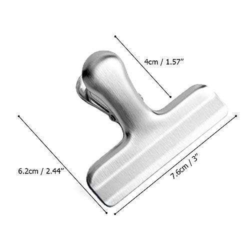 10 pcs Stainless Steel Chip Bag Clips, CNYMANY 3 Sizes 4.7" 3" 1.6" Heavy Duty Air Tight Seal Grip Coffee Food Bag Clamps for Office Kitchen Home Use - Image 2