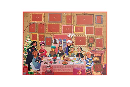 art&design24 Calendario dell'Avvento nell'Arte, Calendario Avvento 29.7 x 42 cm, Fotografie Opere d'Arte, Glitter Oro, Artisti Famosi