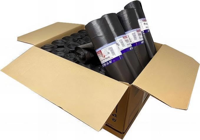 MSU Bolsa De Basura De Comunidad Color Negro, Con Capacidad De 120 Litros Para Cubo De Comunidad, Galga 85-300 Bolsas, 10 Unidades Por Rollo, Caja De 30 Rollos