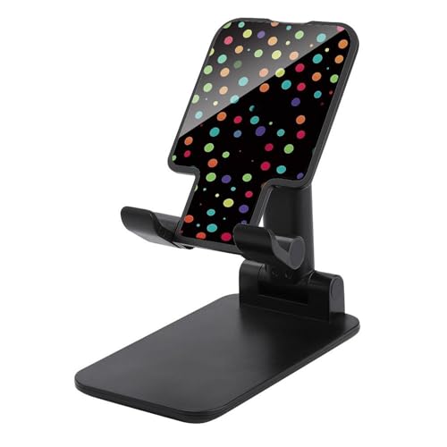 Support de téléphone portable pliable noir à pois avec base antidérapante pour bureau