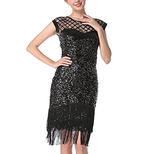 Robe à franges sequins noire idéale pour vos soirées en discothèque chic