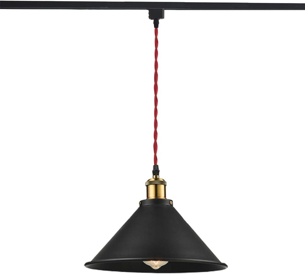 1-Light H-Type Track Light Pendants 11.81" Lampshade with Iron Chain Restaurant Chandelier Decorative Instant Pendant Light Industrial Factory Pendant Lamp Bulb Not Included