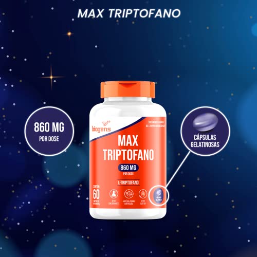 Max triptofano, 860mg L-triptogano, 60 cápsulas, Biogens