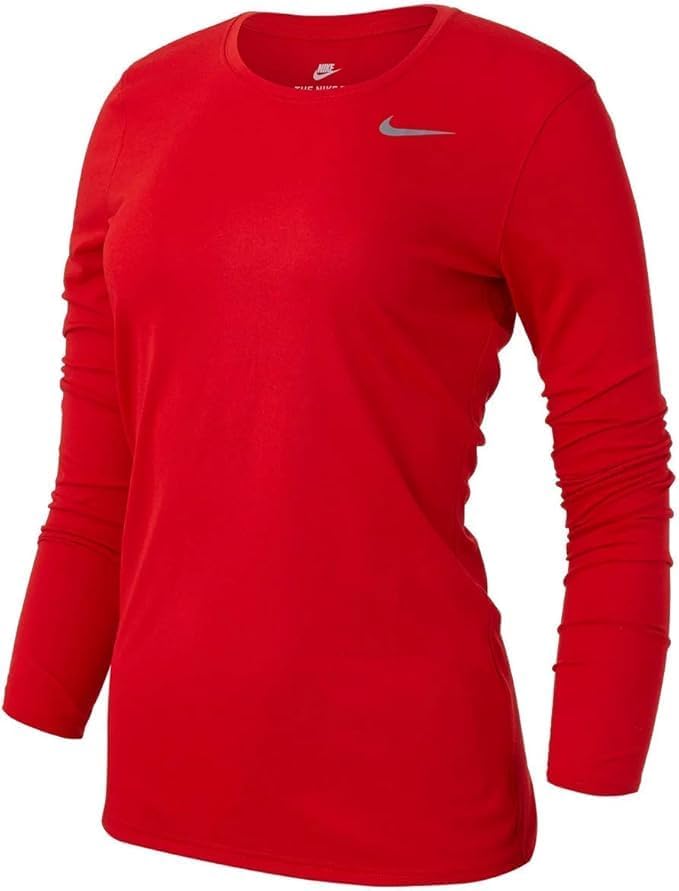 WMNS Legend Long-Sleeve Crew Shirt, XL Womens (University Red/Cool Grey)