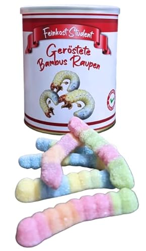 Geröstete Bambus Raupen aus der Dose Scherzartikel, Lustige Geschenkidee, Party-Brüller, Spaßgeschenk, Halloween, Geburtstagsgeschenk von Feinkost Student