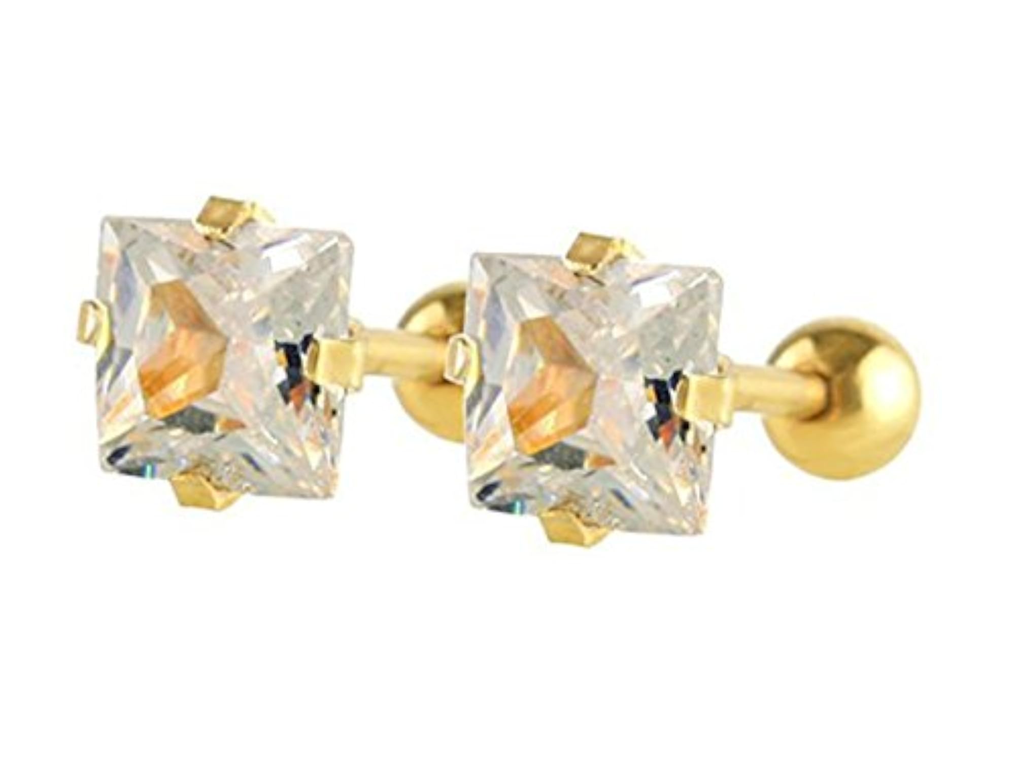 Unisex Gold Color Tragus Piercing Stud Earrings, 2pcs Set