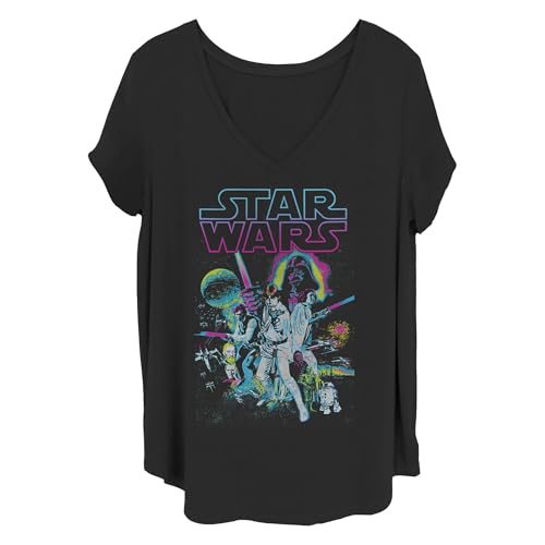 T-shirt Star Wars femme manches courtes Neon Hope grande taille 1X noir