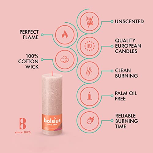 Bolsius Misty Pink Rustic Pillar Candles #TOP27