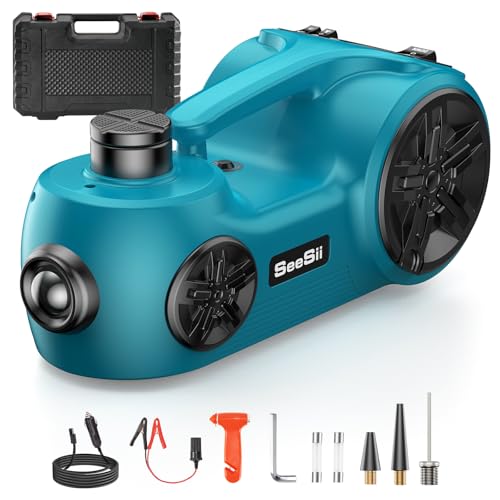 Elektrischer Wagenheber,5 Ton 12V Hydraulischer Wagenheber Set (Hubbereich: 15,5-45 cm) mit Aufblasbare Pumpe und Licht, f&uuml;r Auto, SUV, Limousine, MPV, LKW, Reifenwechsel, Garage Reparatur