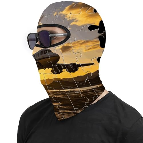 Pasamontaña térmico para hombre y mujer con estampado de avión y rompecabezas, máscara facial para esquí, motociclismo y clima frío miniatura 4