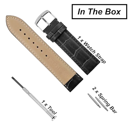 Image of DBLACK ''HIKRO'' Leather Watch Strap, Bamboo Design Full Padded Watch Belt / / For 18mm, 20mm, 22mm, 24mm, or 26mm Watch Band (Choose Your Size & Color)