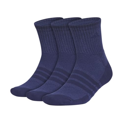 adidas Men's Cushioned X Socks (3 Pairs) Multiple Heights, Durable & Comfortable, Tech Indigo Blue/Dark Blue/Mid-crew/3/Crew, Large by adidas - Used condition - US$11.26