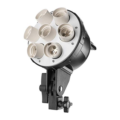 Fovitec - 1x Photography 7-Socket Head with Umbrella Mount - [Countinous Lighting][Fits Seven CFL Bulbs][Standard 3-Prong Power Cord Included Only]