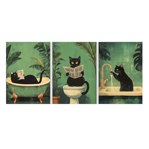 Affiche chat noir amusante pour égayer une salle de bain ou une chambre
