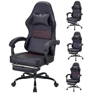 Play haha.Ergonomic reclining seat with footrest high back support adjustable armrests PU leather finish lumbar and neck cushion ideal for gaming home office use