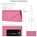 Vegan Leather Envelope Clutch Bag Classic Dressy Purse Foldover Evening Handbag Hot Pink