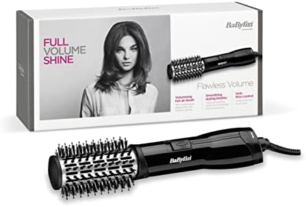 BaByliss Flawless Volume Hot Air Brush, Ionic, Dry and Style, 38mm Titanium-ceramic barrel