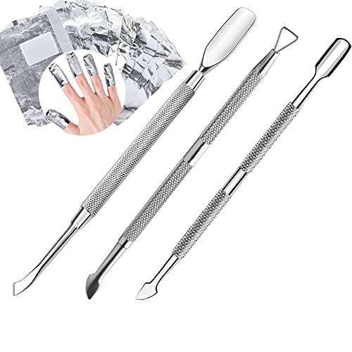 Nagelhaut Pusher Remover Kit, 【3PCS】Edelstahl Dreieck Nagelhautschäler Schaber und Doppelt Beendet Nagelhautschieber…