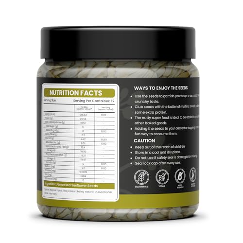 Image of Brewkart Sunflower Seeds 250g | Raw Sunflower Seeds for Eating | Diet Superfood | Healthy Snack | High in Protein, Vitamin E & B1 | Rich in Antioxidants