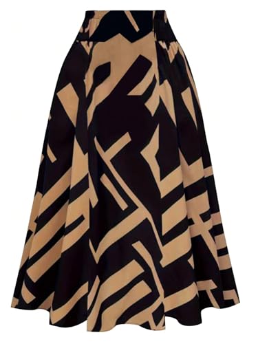 GORGLITTER Women's Bow Midi Skirt Y2K Color Block Tie Belted High Waist A Line Flowy Skirts Casual Dressy2