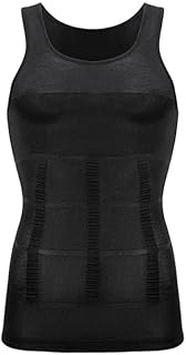 one year warranty_Mens Compression Shirt Slimming Body Shaper Waist Trainer Vest Workout Tank Tops Abs Abdomen Undershirts Shapewear ShirtsBlackXL9857648