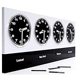 Mit unserer Wanduhr WELTZEITUHR hast du den Blick auf 4 Uhrzeiten gleichzeitig. Mitgeliefert werden 8 Magnettäfelchen mit Weltmetropolen, die du ganz individuell unter den 4 Uhren anbringen und austauschen kannst.