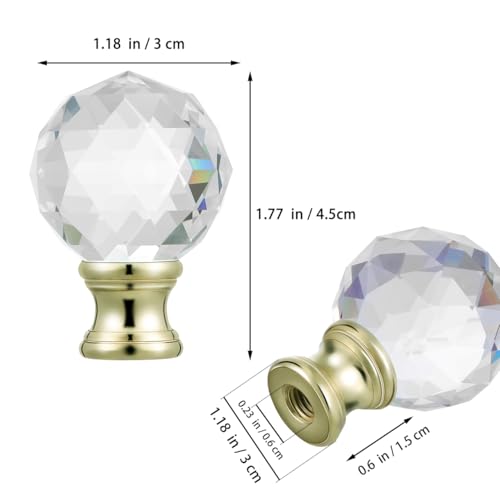 Image of jojofuny Gold Lamp Finial Screw on Decorative Lamp Topper Accessories for Table Floor Desk Lamps 1.57X1.02X1.02 Inch Artificial Crystal Sphere Lighting Set of 2