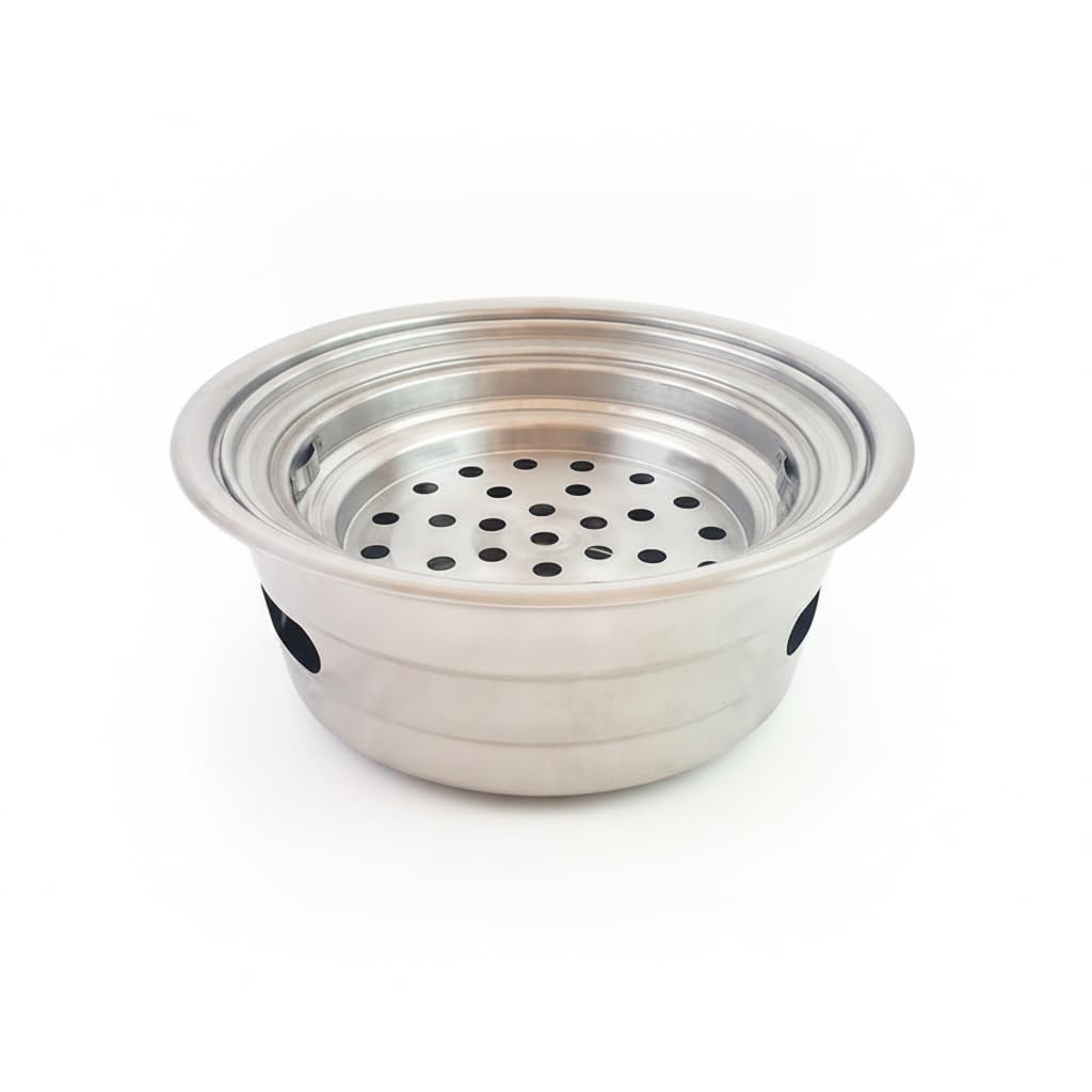 Edelstahl Holzkohlegrill für Außenküche – Einbau Kohlegrill für authentischen BBQ & Barbecue, Einzelner Grillofen (ohne Platte und Netz)
