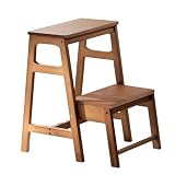 Sgabello a 2 livelli per mobili da cucina, sgabelli pieghevoli in legno, portavasi, sedia pieghevole con scaletta, espositore multifunzionale per scarpe, tavolo occasionale(Rattan woven ladder stool)
