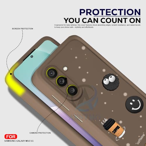Image of AESTMO Back Case Cover for Samsung Galaxy M56 / F56 5G Cover | Cute Fun Cartoon | Coffee Silicone Case | Full Body Protection | Camera Protection Back Cover for Samsung Galaxy M56 / F56 5G (Brown)