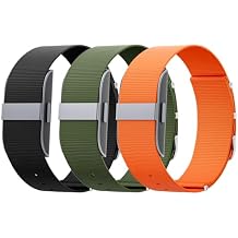 3 Pack Nylon Replacement Strap Compatible with Hume Band - Breathable & Sweatproof Sport Loop for Hume Health Band - Metal Buckle & Loop Closure - Adjustable Wristband Strap for Fitness Tracker
