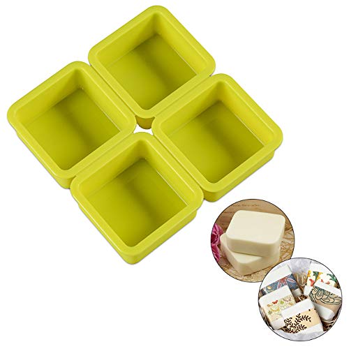 Qeleg 2 Pcs 4 Cell Sponge Square Soap Molds Silicone Soap Mold Cake Bar Bakeware Diy Handmade Soap Molds (Square) #TOP2