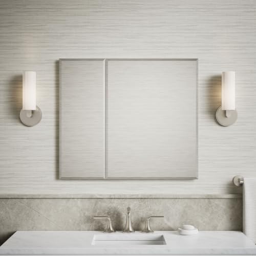 Image of Kohler CB-CLC3026FS Bathroom Medicine Cabinet with Mirror, Beveled Mirror Doors, Adjustable Shelves, Rectangular Beveled Edge, 30 in. W x 26 in. H