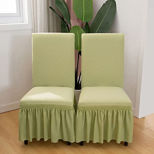 Housse de chaises pour masquer l'usure : lot de 6 vert clair motif losange extensible - 3
