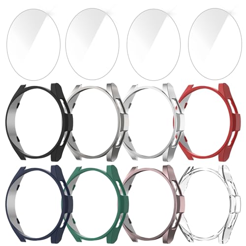 Tiorecime 8+4 Pcs Case for Samsung Galaxy Watch 6 Classic 47mm with Tempered Glass Screen Protector, Anti-Fog Waterproof Screen Protector Hard PC Cover Compatible with Galaxy Watch 6 Classic 47mm by Tiorecime - Used condition - US$8.82